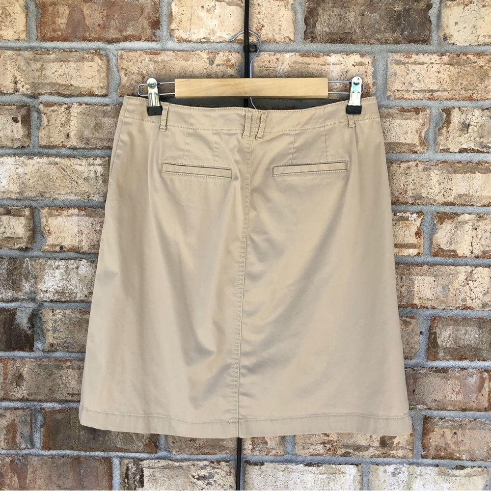 j.Jill Cotton Blend Stretchy Zipper/Button Pocket Over The Knee Khaki Skirt 8 P - Picture 4 of 9